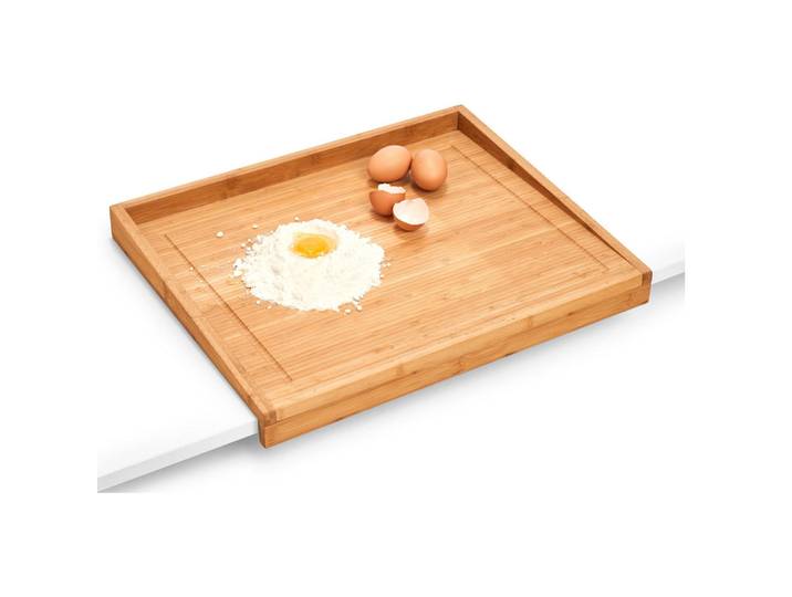 Zeller Zimmerei Bambus Schneidebrett - 2 in 1 50/40/4,5 cm, Braun, Naturmaterialen, 40x50 cm, Küchenzubehör, Schneidebretter