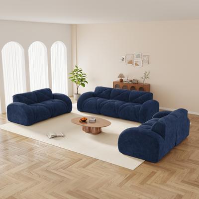 GDFStudio - Velvet 3-Piece Modular Sofa Set with 32D High Density Sponge Oversized Deep Seat