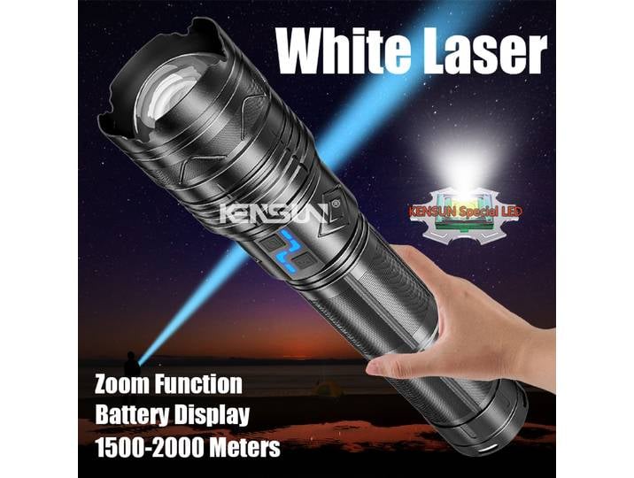 Lampe de poche LED puissante, projecteur Super lumineux, lanterne Zoomable longue portée, torche d'urgence, lampe tactique d'extérieur, affichage de puissance