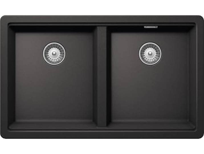 SCHOCK Küchenspüle 'Brooklyn N200U, Schwarz, 732 x 438 cm, Innenraum 694 x 400 cm, Spüle 2 Cristalite, kombinierbar mit Mischbatterien, Herdplatten und Öfen, funktionaler Rand für Zubehör
