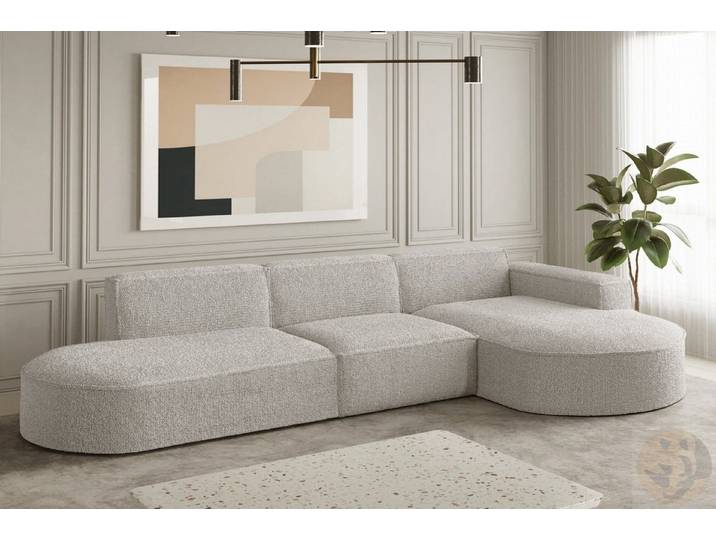 Friderik-EU Ecksofa PARMA L Couch Moderner Minimalismus 296x165cm, gepolsterte Rückseite