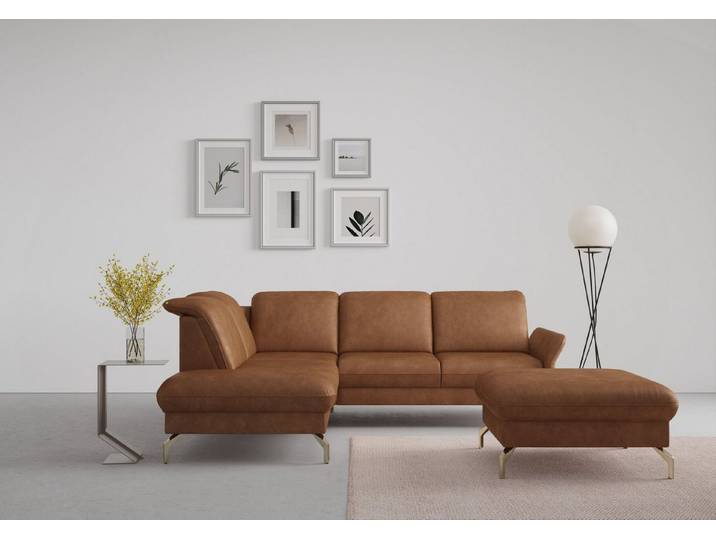 sit&more Ecksofa Fashion L-Form, wahlweise mit Kopfteilverstellung, Vorziehsitz, motorisch, Nickelfüße