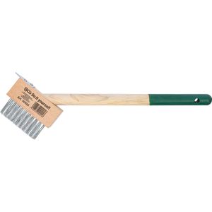 BGS-technic Drahtbürste 50926, Unkrautbürste 300 mm, 2-reihig, mit glatten Borsten aus Stahl mit Fugenkratzer
