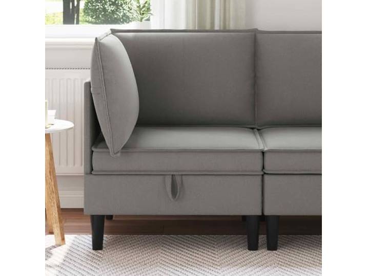 ZQQLVOO Ecksofa mit Stauraum Dunkelgrau Samt Moderne Couch, Hochdichter Schaum, Versteckte Fächer, Pflegeleicht