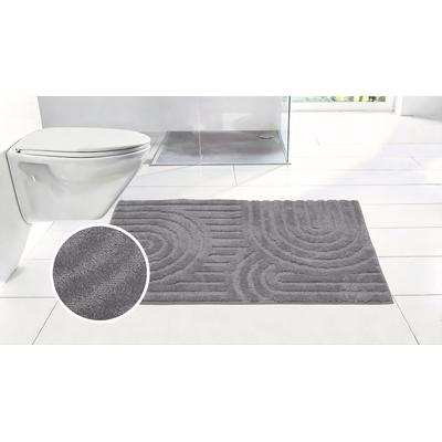 Badematte OTTO HOME "Zen, Badvorleger, Badezimmer Teppich, Duschvorleger", grau, H:10mm, Polyester, Badematten, Badematte, Uni Farben, Hoch-Tief-Effekt, modernes Muster, Zen