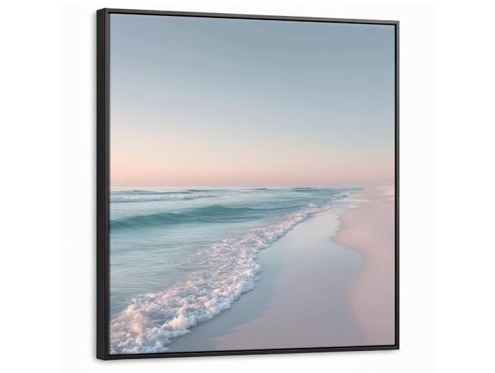 LEINWAND Bilder mit Rahmen - Küstenlinie - Pastell - Wasser - 90x90
