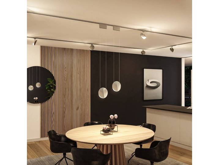 Paulmann URail LED-Pendel Alejandro, chrom, 3.000K, step-dim dimmbar, alu / grau / zink, für Wohn- / Esszimmer, Kunststoff, Modern