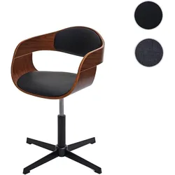 Bürostuhl HWC-H46, Schreibtischstuhl, höhenverstellbar Drehmechanismus Bugholz FSC® ~ Walnuss-Optik, Kunstleder schwarz
