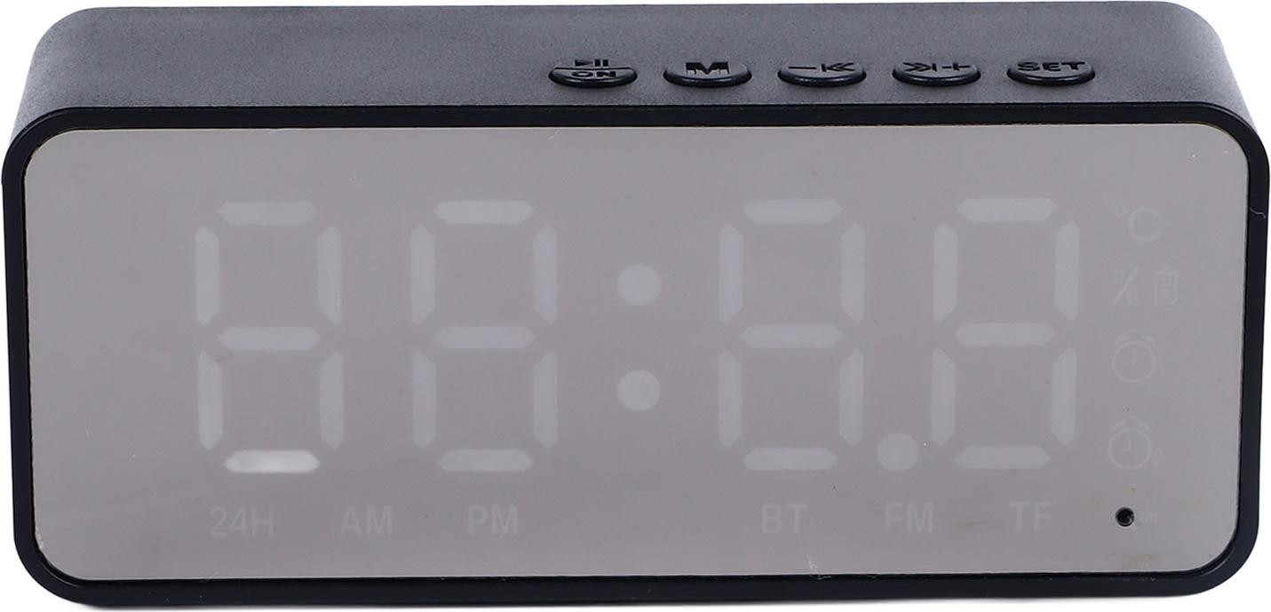 Cocosity Spiegelwekker met Bluetooth-speaker, oplaadbare digitale wekker, zwart