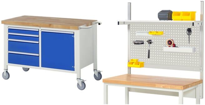 Set Rau Fahrbare Werkbank Modell 8470 BxTxH 1250x700x880mm + System-Aufbau Komplettset 01