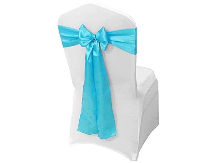 IsolaY 50/100 Stück Satin Stuhlschärpe Hochzeit Stuhlschärpe Hochzeit Stuhl Schleife Band Partystuhl Band Hochzeitsdekoration, Türkis, 100 Stück