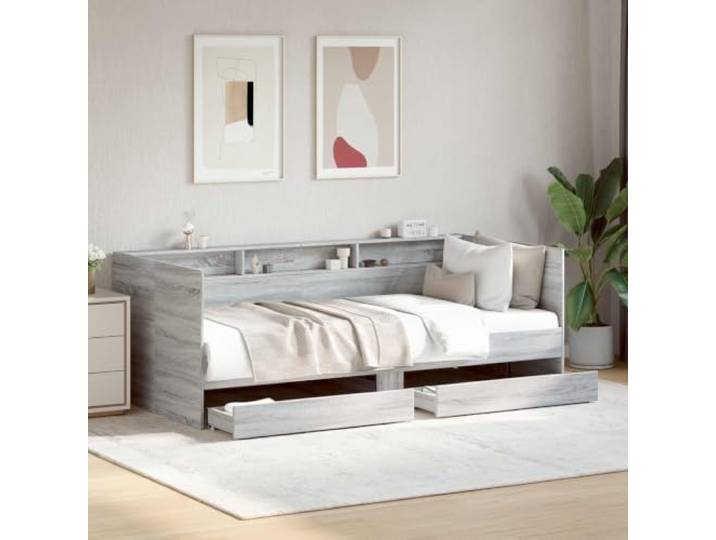 RJPLMFV Tagesbett, Grau, mit Schublade, Holz aus Technik Modernes Design, umwandelbar in ein Sofa, integrierte Aufbewahrung, geringe Pflege, ideal für kleinen Raum