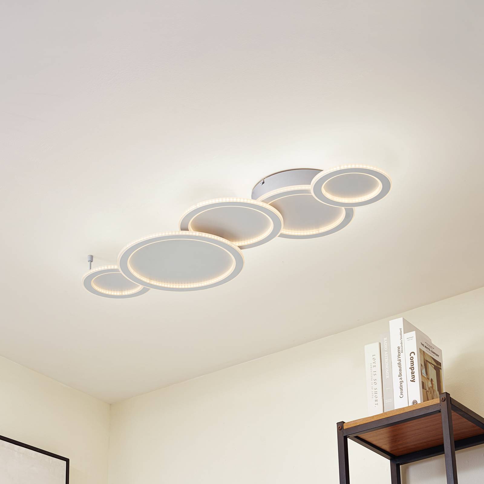 LED Ceiling Light Diala Lucande, dimmable, White / opal, Living / Dining Room, Plastic, Modern, Ceiling Light