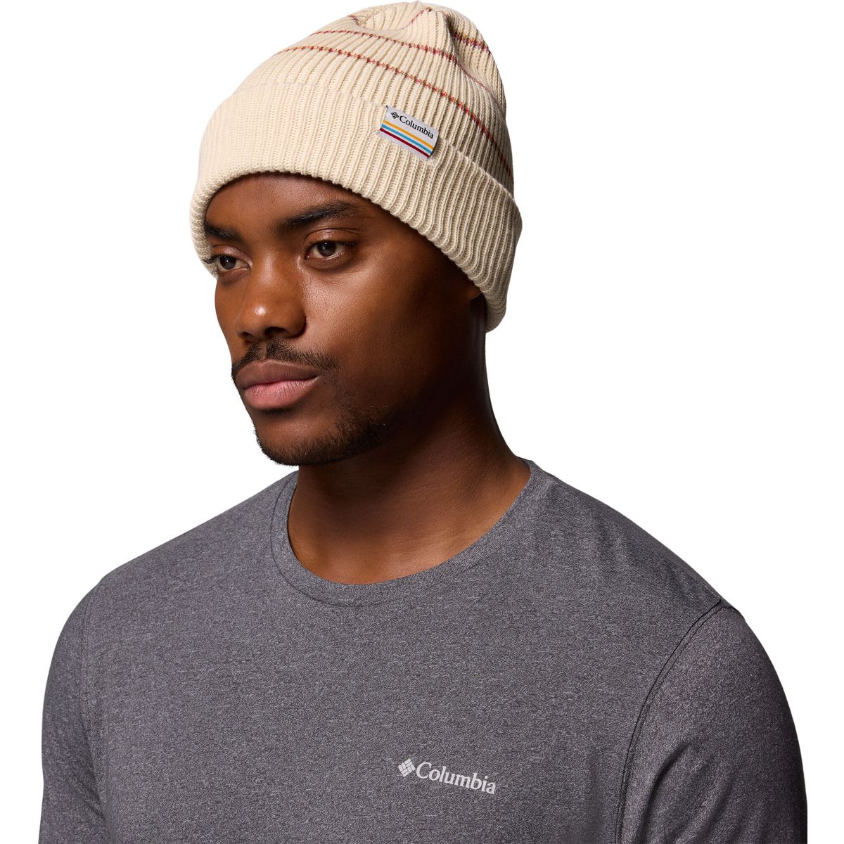 Columbia Unisex Lost Lager Recycled Beanie chalk, rainbow stripes, columbia label (193) O/S 197592-1975921-193-O/S