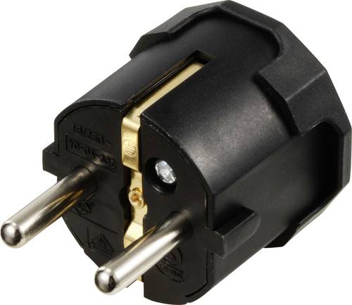 Sygonix SY-6629386 Schutzkontaktstecker Polypropolene (PP) 250 V/AC Schwarz