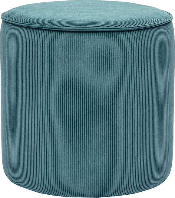 Miliboo Runder Pouf aus geripptem Samtstoff in Entenblau D40 cm PAUL