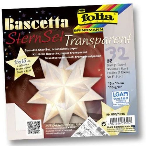 folia Faltblätter Bascetta-Stern midi weiß 32 Blatt