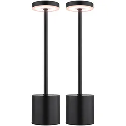 LED Tischlampe schwarz Wohnzimmerleuchte Nachttischlampe Schlafzimmerleuchte, verstellbare Lichtfarben, warmweiß - kaltweiß, DxH 8 x 34,3 cm, 2er Set