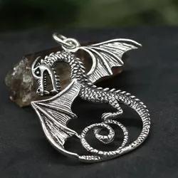 Drachensilber Drache mystisch Silberschmuck Anhänger 925 Silber - Silber