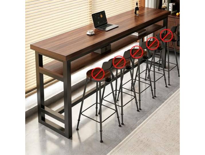 Bartisch Massivholz Schmaler Stehtisch mit Metallgestell für Küche Café Massivholzplatte mit stabilem Metallgestell, schmaler Bartisch für Küche, Café und Wohnzimmer, platzsparendes Design
