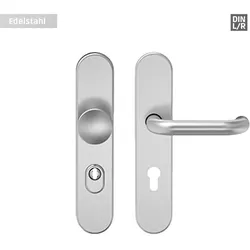ECO Langschild-Wechselgarnitur mit Kernziehschutz & Knopf, 10/92, Edelstahl