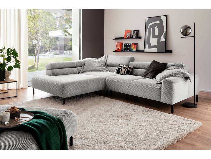 KAWOLA Ecksofa DELIA, L-Form rechts oder links, mit oder ohne Sitzvorzug, Cord