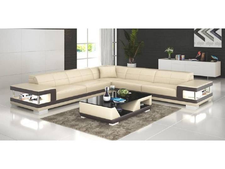 Xlmoebel Ecksofa Modernes Ledersofa mit USB-Anschluss und großzügiger Sitzfläche, Hergestellt in Europa