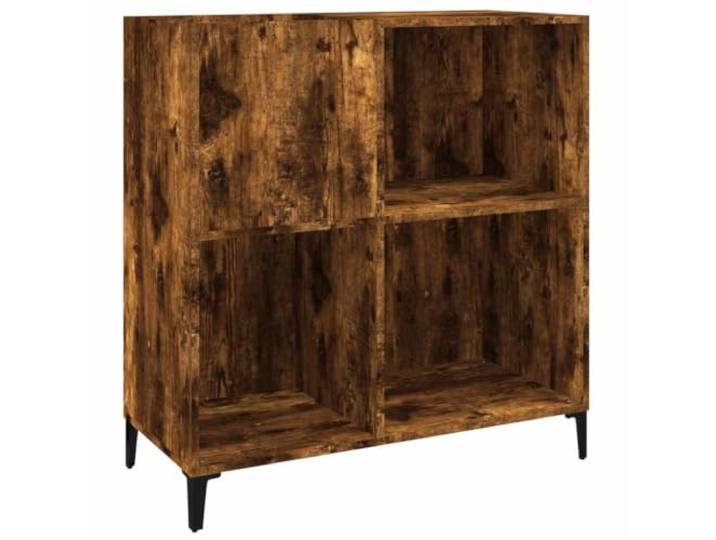 GKHPYURE Schrank für Scheiben, Eiche Rauch, 84,5 x 38 x 89 cm, Holz Mehrschichtiges Holz, Metallbeine, viel Platz für LPs, Plattenspielerplatte, vielseitige Verwendung