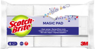 Scotch-Brite™ Schmutzradierer Magic Pad, gegen Buntstiftstriche/Fingerabdrücke/Kalkablagerungen/Rostflecken, chemikalienfrei, Schaumstoff, weiß, 6 Stück