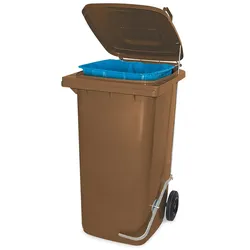 BRB Müllbehälter mit Fußpedal u. Klemmring, 80 Liter, braun, BxTxH 445x520x930 mm