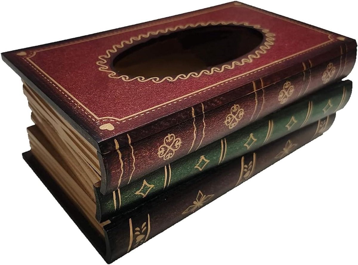 Decoratieve Boekendoos in Vintage Boek Design - Rood - 25,5 cm
