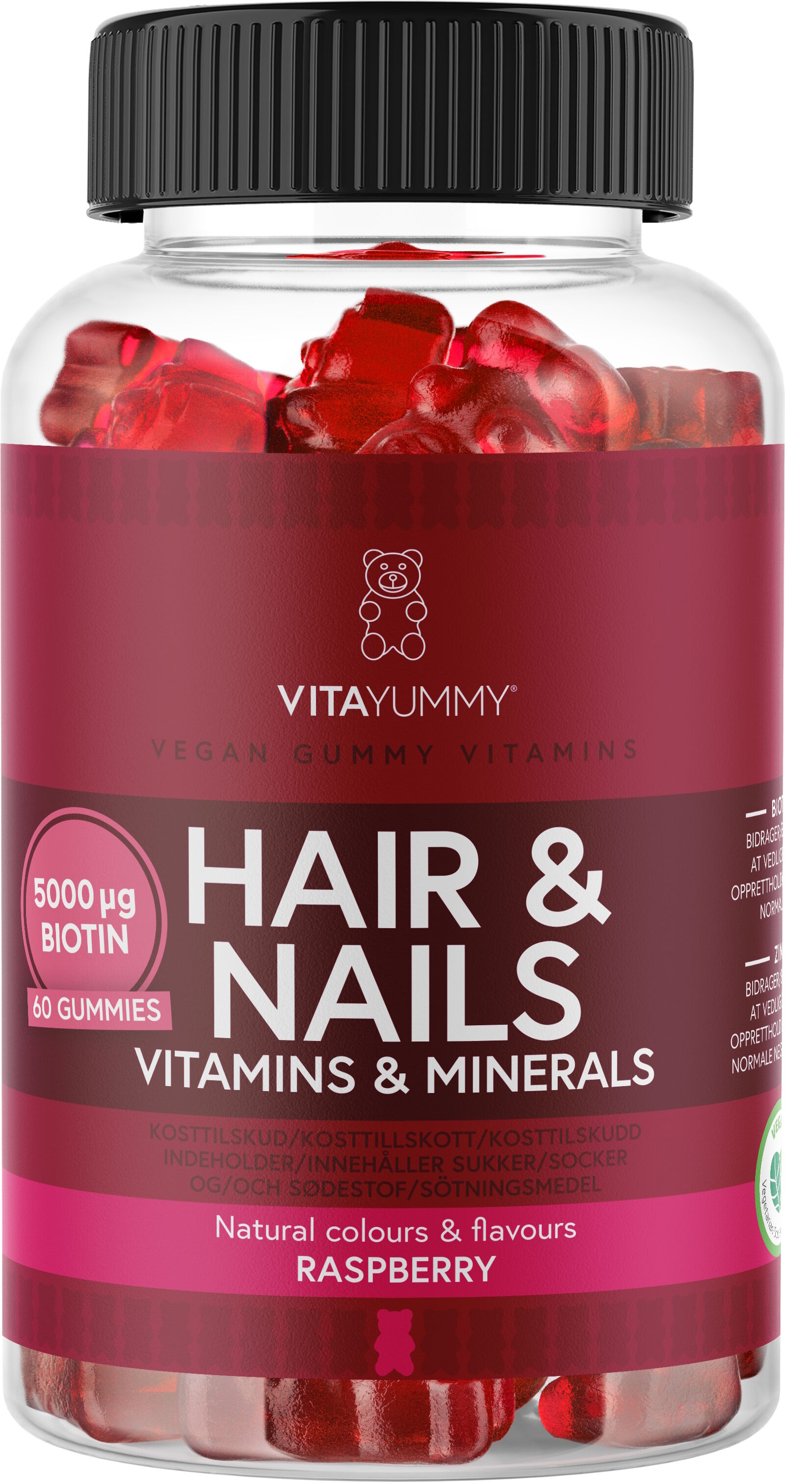 VitaYummy Hair & Nails (Raspberry) - 60 stk. Kosttilskud 60 stk