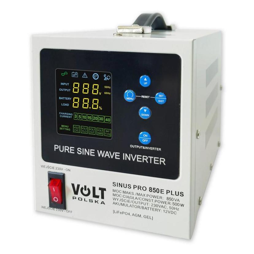 Volt Polska Przetwornica SINUSPRO 850E PLUS 2/230V (500/850W) (AGM, GEL, LiFePO4) (3SPM08012M)