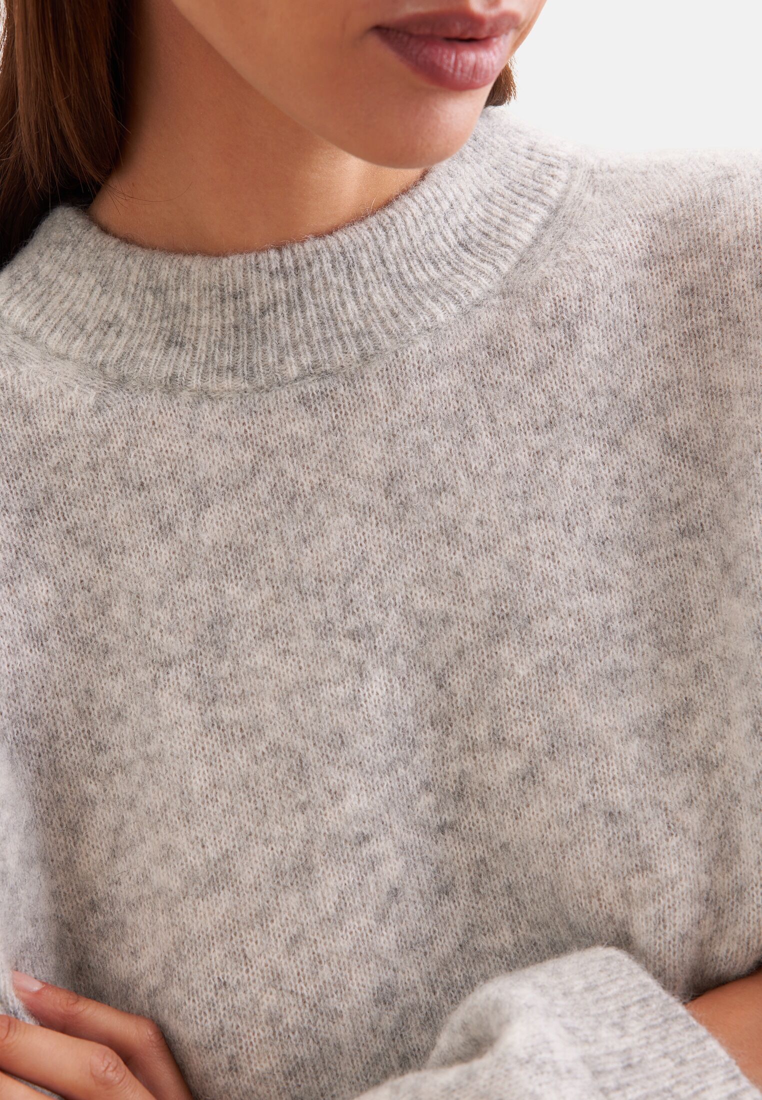 Strickpullover SEIDENSTICKER, Damen, Gr. S, grau, 33% Wolle, 33% Ziegenhaar, 28% Polyamid, 6% Elasthan, unifarben, oversize, Rundhals, Pullover Strickpullover, Sweater Uni grau S