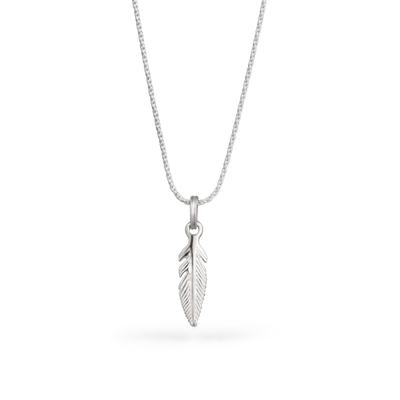 Kette mit Anhänger KUZZOI "Halskette Anhänger Feder 925 Sterling Silber" Gr. 50, silber, Halsketten, Herren, Silber 925 (Sterlingsilber)