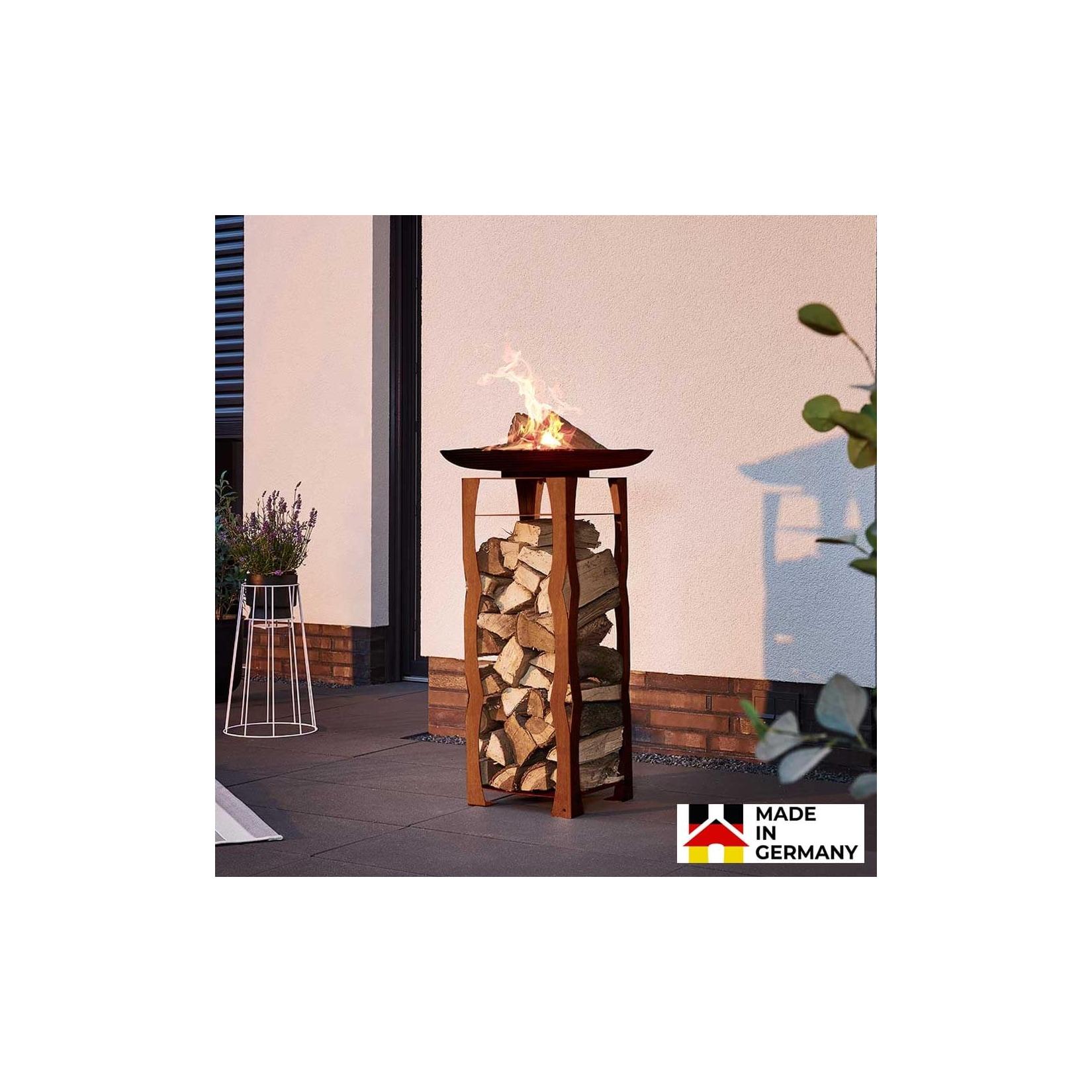HOME DELUXE Feuerschale und Holzlager FRANK - Made in Germany