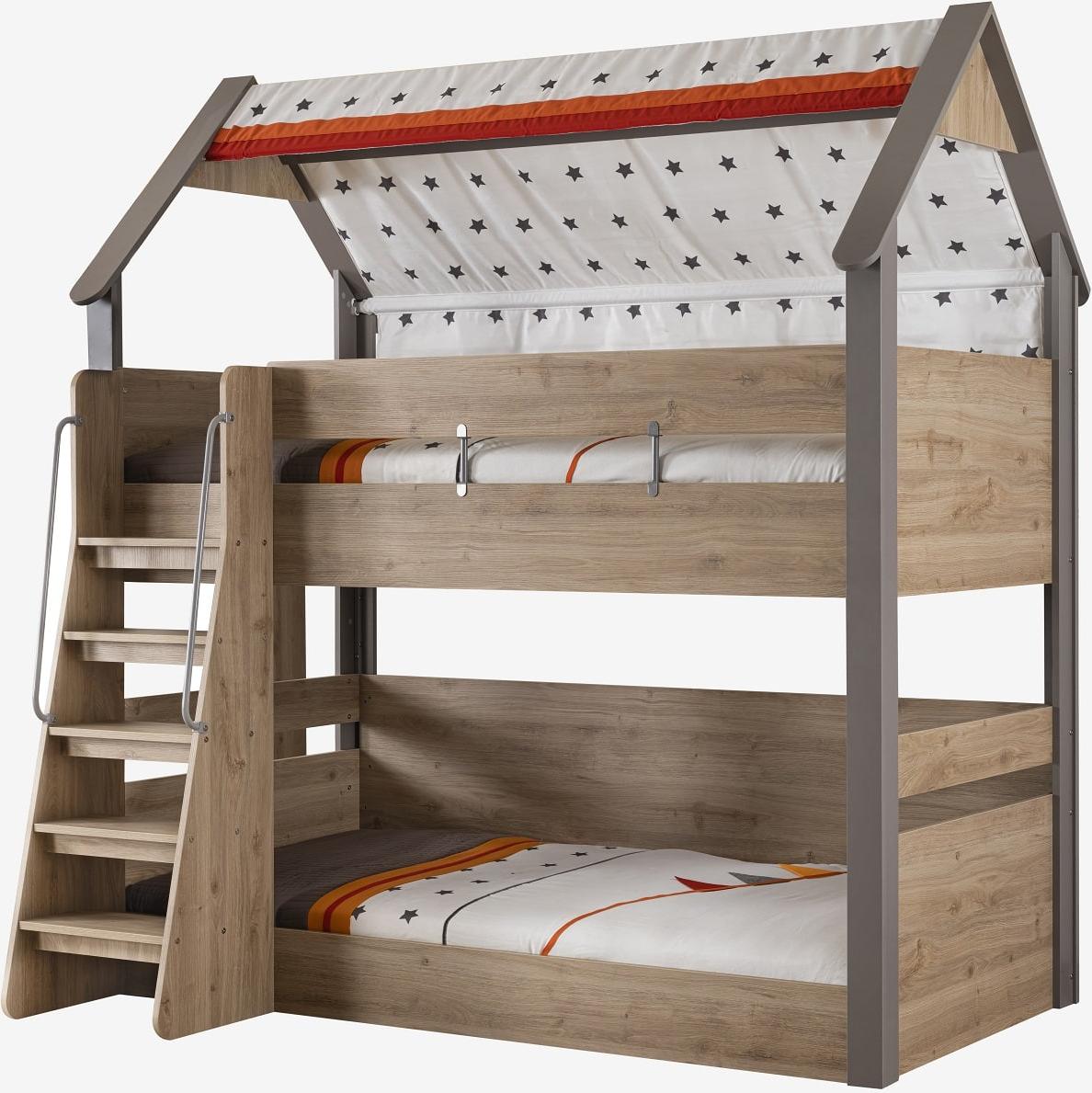 Etagenbett Stars 100 x 200 cm in Holzoptik/Braun