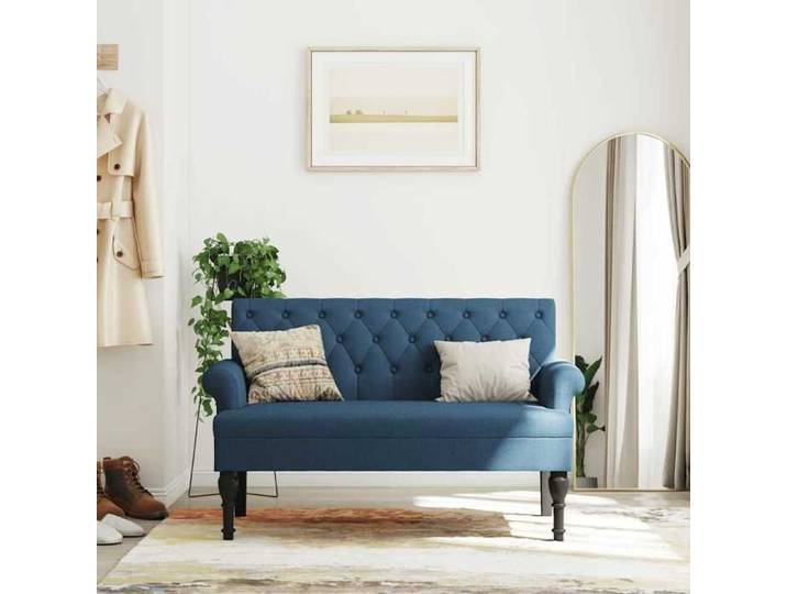 Bleu Banc avec dossier bleu 120x62x75 5 cm tissu - Meuble Banc @48993