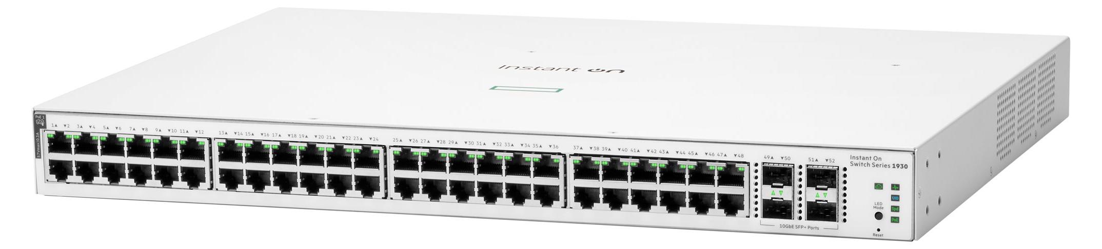 HPE Aruba Networking Networking Instant On Switch 48p Gigabit CL4 PoE 4p SFP+ 370W 1930, L2/L3/L4, Power over Ethernet (PoE)
