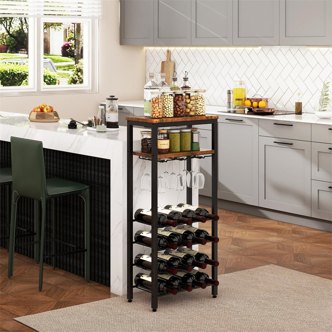 Trent Austin Design Open Shelving Wine Bottle Rack Brown Brown 28cm H X 98cm W X 40cm D