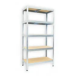 Dauertiefpreis - Metallregal mit Holzböden Biedrax 35 x 75 x 180 cm verzinkt - 5 Fachböden MDF