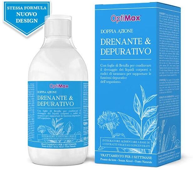 OPTIMA NATURALS Srl Optimax - Drenante Depurativo 500 ml, Integratore per Drenaggio e Depurazione