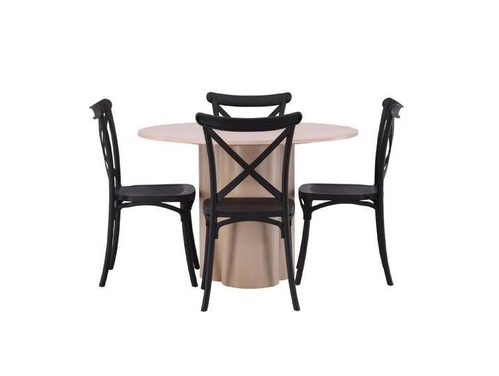 ebuy24 Essgruppe Olivia Essgruppe Esstisch Whitewash 4 Stühle Kunst, (5-tlg)