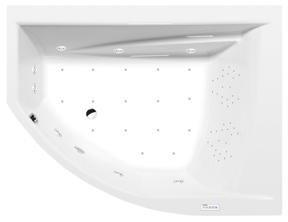 Polysan TANDEM R Whirlpool-Badewanne, 170x130x50cm, Highline Hydro-Air, Chrom