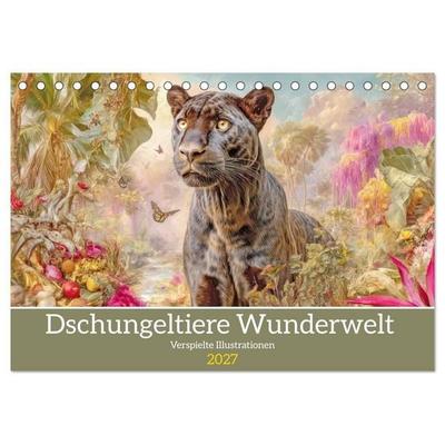 Dschungeltiere Wunderwelt - Verspielte Illustrationen (Tischkalender 2027 DIN A5 quer), CALVENDO Monatskalender