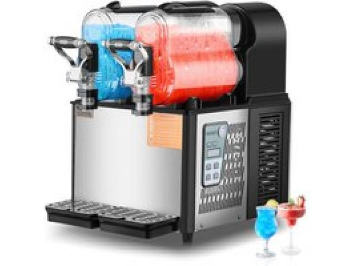 VEVOR Commerciële Slush-ijsmachine 3 L x 2 Dubbele Tank Bevroren Drankmachine, 24 Bekers RVS Slush-ijsmachine Softijsmachine voor Feesten Restaurants Cafés Bars Zwart