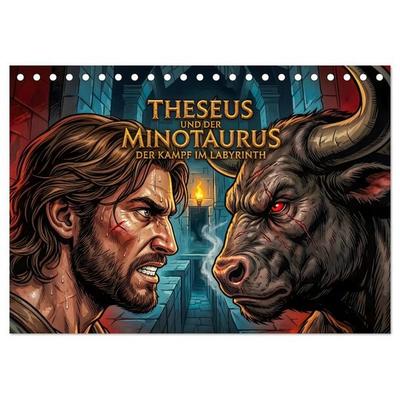 Theseus und der Minotaurus - Der Kampf im Labyrinth (Tischkalender 2027 DIN A5 quer), CALVENDO Monatskalender