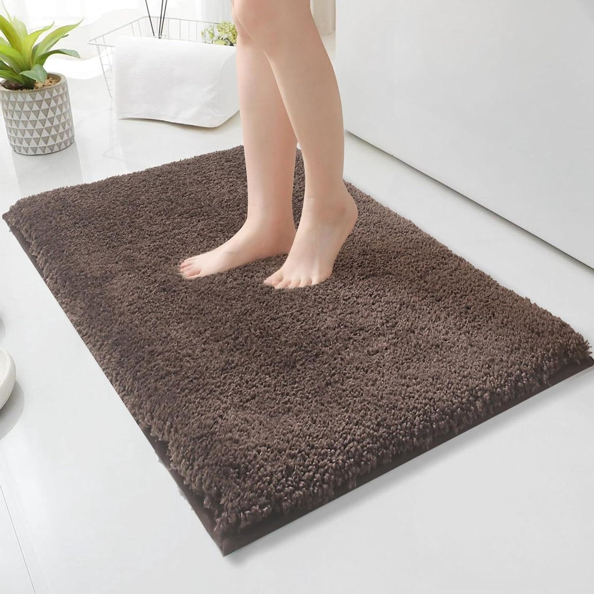 Zachte microvezel badmat met antislip - Donkere koffie - 50 x 80 cm