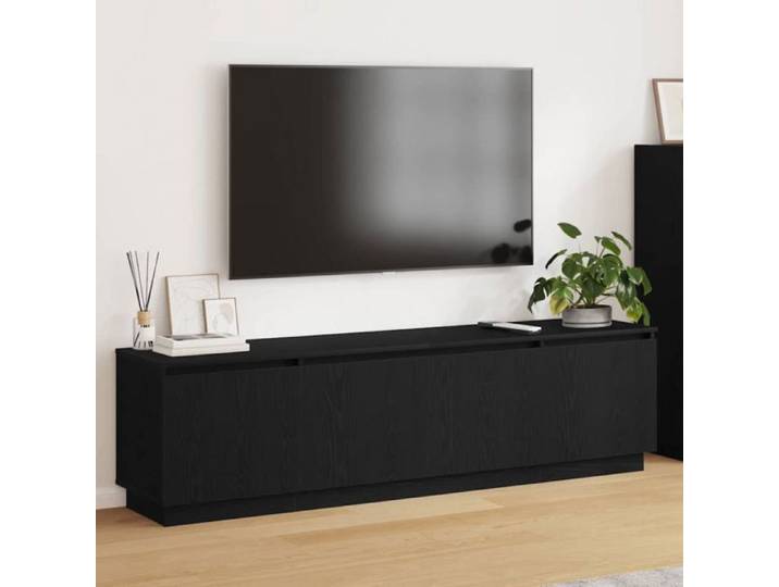 Meuble tv - meuble hi-fi Vidaxl tv cabinet with led black oak 180x38x49 cm