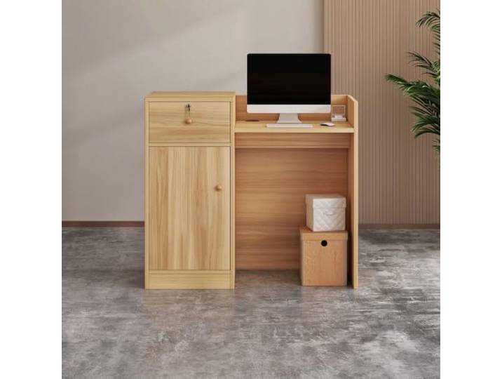 Moderne Holz-Empfangstheke Kassentresen mit abschließbarem Schubladenschrank für Büro, Salon, Boutique(80cm/31.49in)